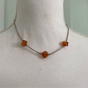 Sterling Silver Geometric Lucite Necklace